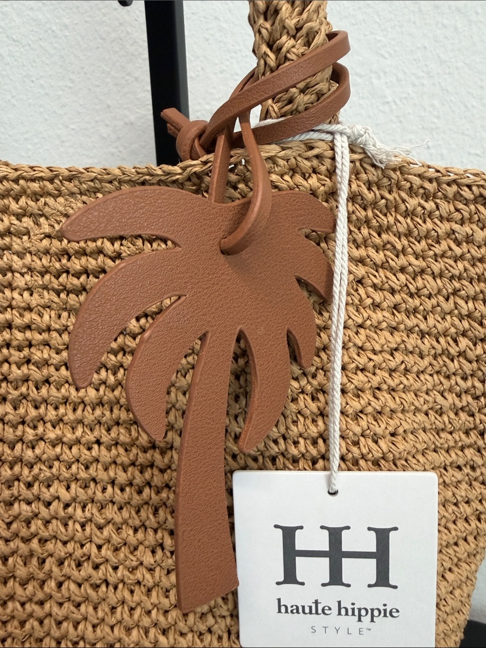 Haute Hippie | Woven Straw Mini Tote Palm Charm - Picture 5 of 12